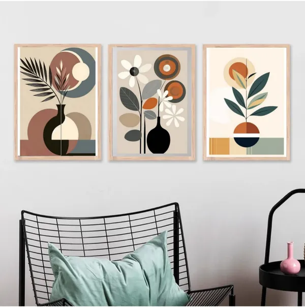 Wooden_Modern_Abstract_Botanical_Geometric_Beige_Framed_Wall_Art_Set_Of_3