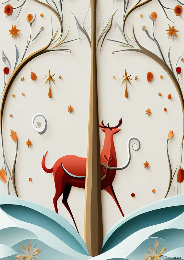 Wooden_Nature_Autumn_Deer_Tree_Framed_Wall_Art_Set_Of_3