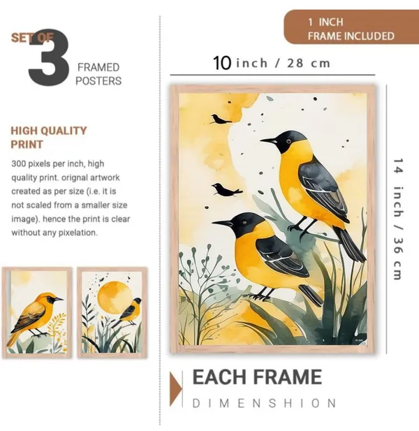 Wooden_Watercolor_Bird_Botanical_Framed_Wall_Art_Set_Of_3