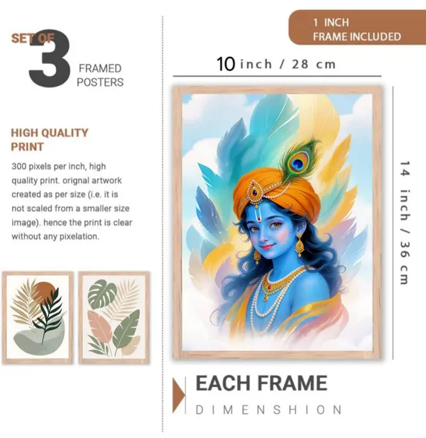 Wooden_Tropical_Leaves_Botanical_Framed_Wall_Art_Set_Of_3