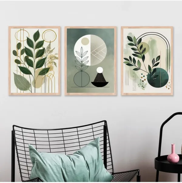Wooden_Botanical_Geometric_Abstract_Framed_Wall_Art_Set_Of_3