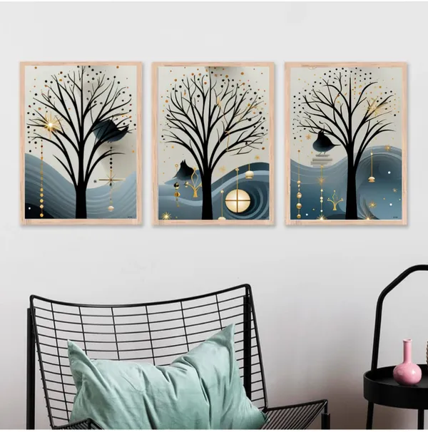 Wooden_Modern_Teal_Gold_Tree_Silhouette_Framed_Wall_Art_Set_Of_3