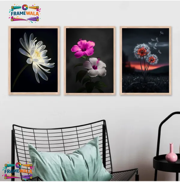 Wooden_Dramatic_Floral_Framed_Wall_Art_Set_Of_3
