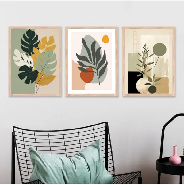 Wooden_Modern_Abstract_Botanical_Framed_Wall_Art_Set_Of_3