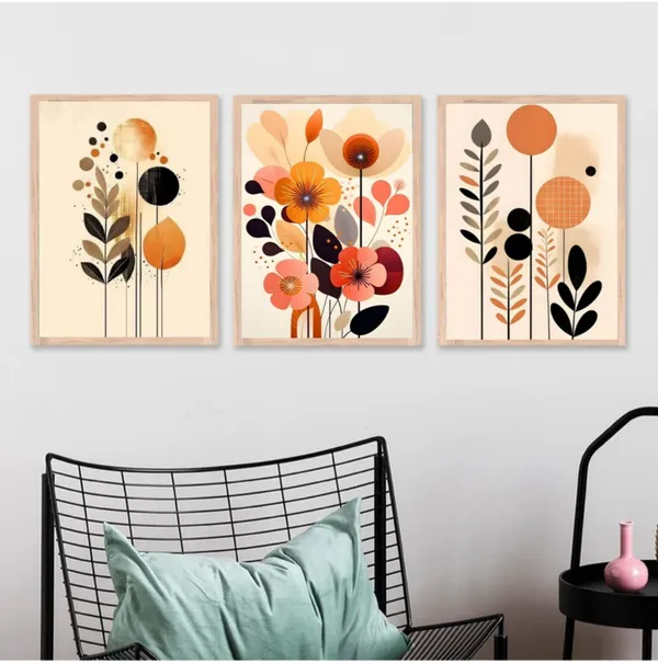 Wooden_Mid-Century_Modern_Floral_Framed_Wall_Art_Set_Of_3