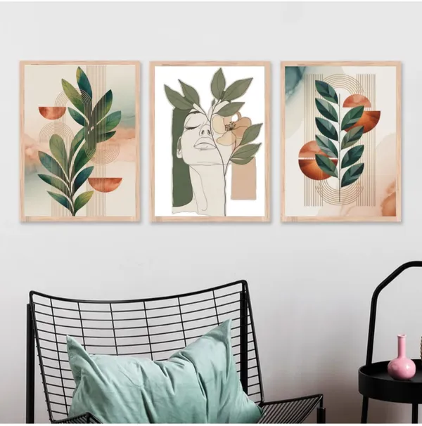 Wooden_Minimalist_Abstract_Line_Art_Woman_Face_Framed_Wall_Art_Set_Of_3