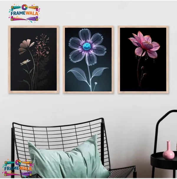 Wooden_Contemporary_Floral_Framed_Wall_Art_Set_Of_3