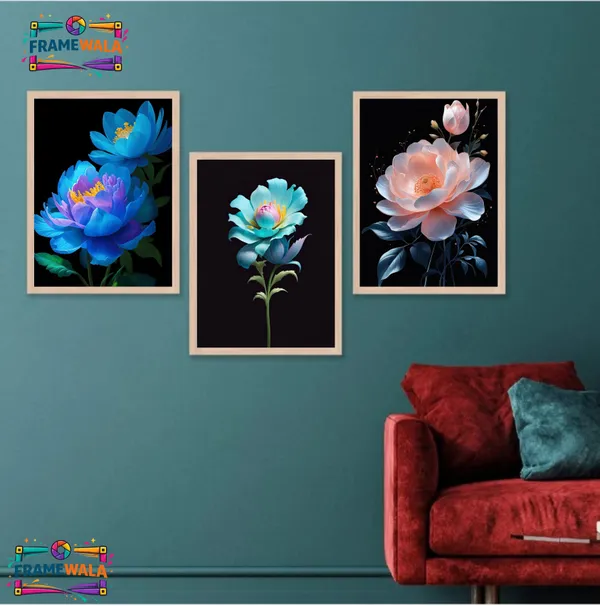 Wooden_Contemporary_Floral_Framed_Wall_Art_Set_Of_3