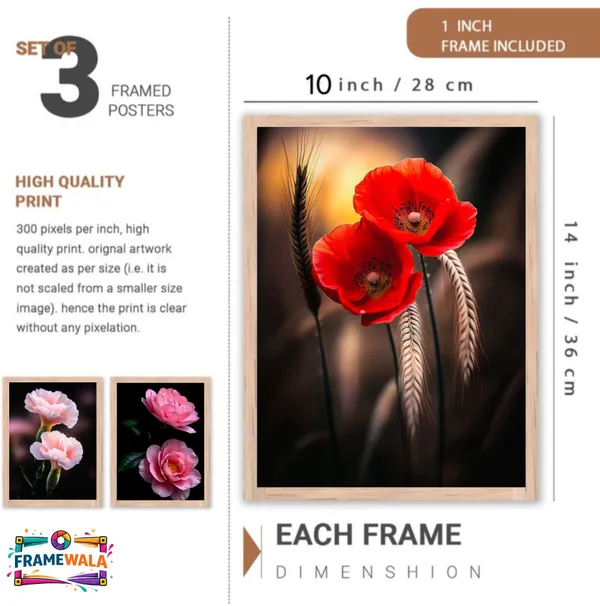 Wooden_Pastel_Carnation_Floral_Framed_Wall_Art_Set_Of_3