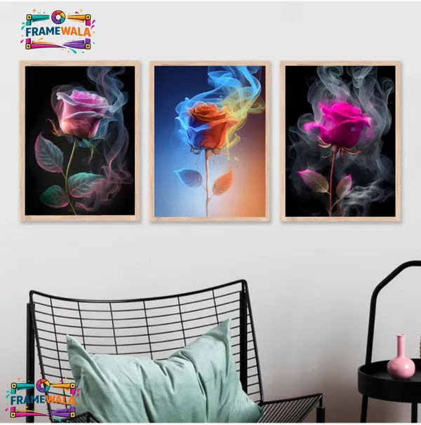 Wooden_Contemporary_Floral_Rose_Smoke_Effect_Framed_Wall_Art_Set_Of_3