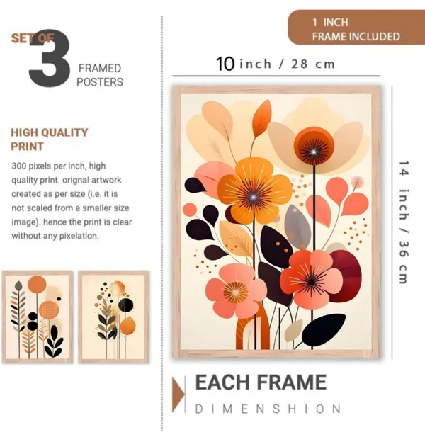 Wooden_Mid-Century_Modern_Floral_Framed_Wall_Art_Set_Of_3
