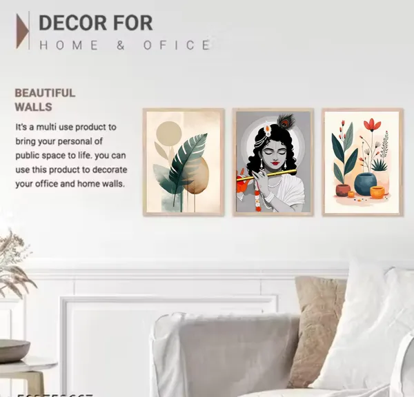 Wooden_Spiritual_Krishna_Botanical_Framed_Wall_Art_Set_Of_3