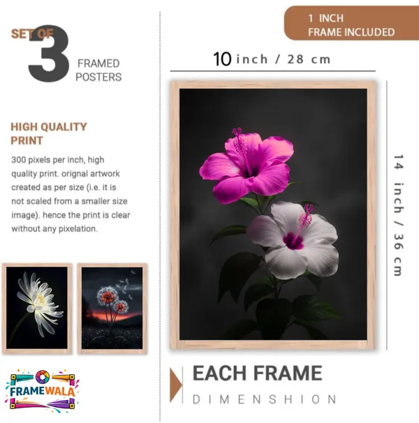 Wooden_Dramatic_Floral_Framed_Wall_Art_Set_Of_3