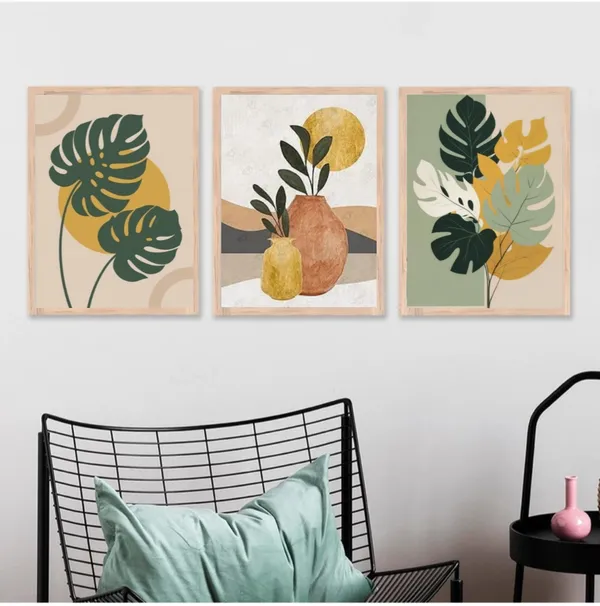 Wooden_Tropical_Botanical_Leaf_Framed_Wall_Art_Set_Of_3