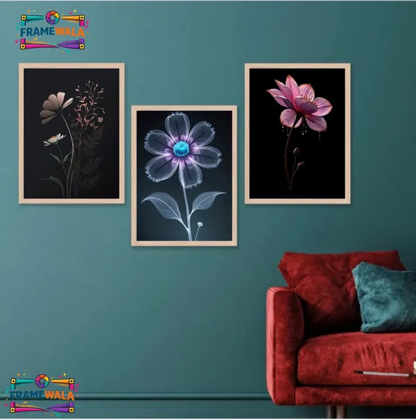 Wooden_Contemporary_Floral_Framed_Wall_Art_Set_Of_3