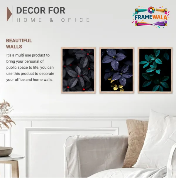 Wooden_Moody_Dark_Botanical_Framed_Wall_Art_Set_Of_3