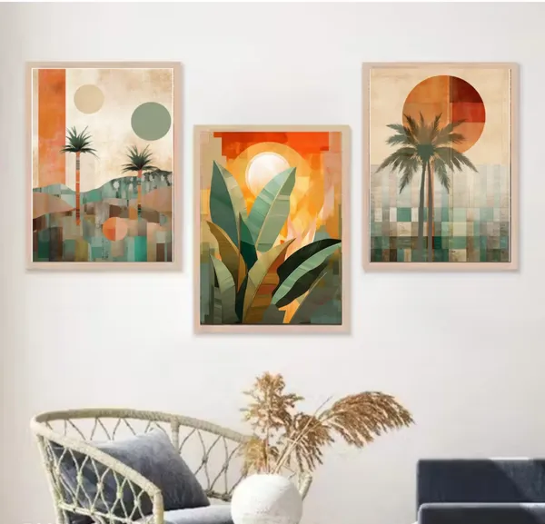 Wooden_Tropical_Palm_Geometric_Abstract_Framed_Wall_Art_Set_Of_3