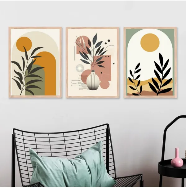 Wooden_Modern_Botanical_Geometric_Framed_Wall_Art_Set_Of_3