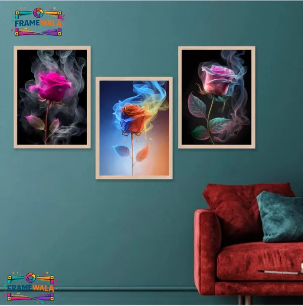 Wooden_Contemporary_Floral_Rose_Smoke_Effect_Framed_Wall_Art_Set_Of_3