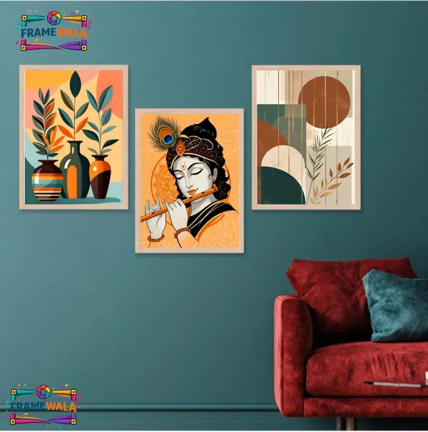 Wooden_Modern_Geometric_Botanical_Framed_Wall_Art_Set_Of_3