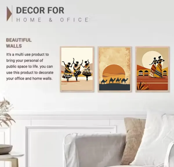 Wooden_African_Dancing_Women_Geometric_Framed_Wall_Art_Set_Of_3
