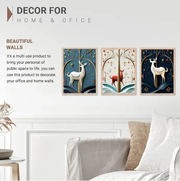 Wooden_Nature_Autumn_Deer_Tree_Framed_Wall_Art_Set_Of_3