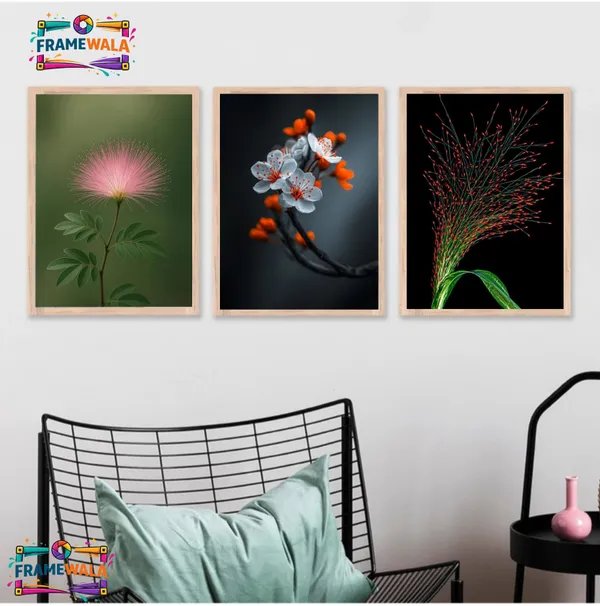 Wooden_Contemporary_Floral_Photography_Framed_Wall_Art_Set_Of_3