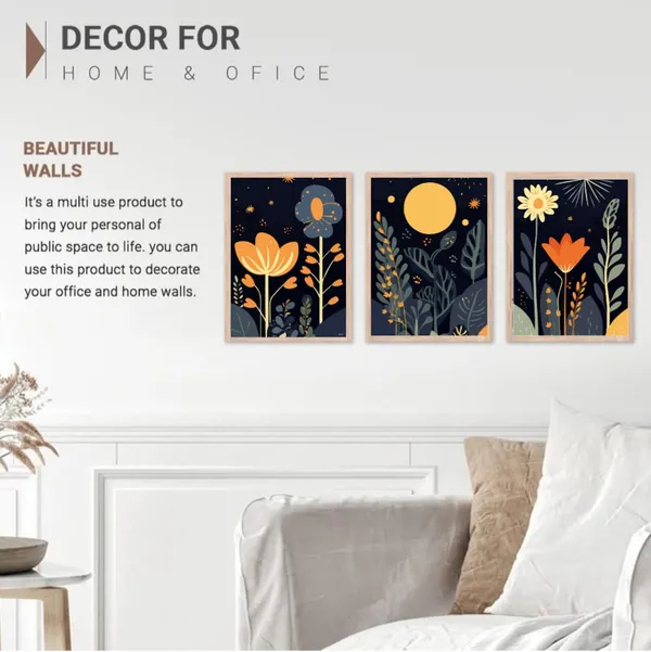 Wooden_Contemporary_Floral_Night_Garden_Framed_Wall_Art_Set_Of_3
