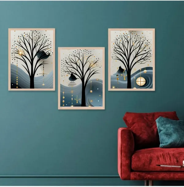 Wooden_Modern_Teal_Gold_Tree_Silhouette_Framed_Wall_Art_Set_Of_3