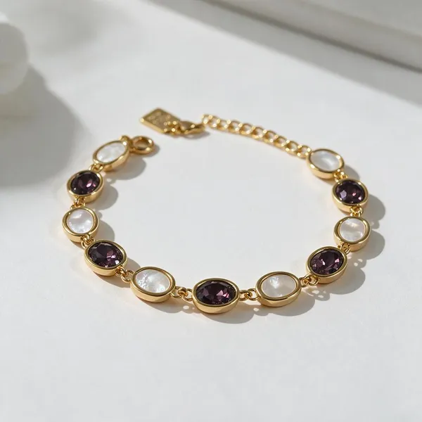 Multicolor_Metal_Alloy,_Stone_Oval_Stone_Link_Bracelet_For_Women