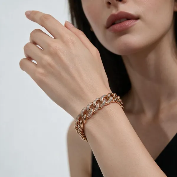 Gold_Metal_Alloy,_Stone_Metal_Chain_Bracelet_For_Women