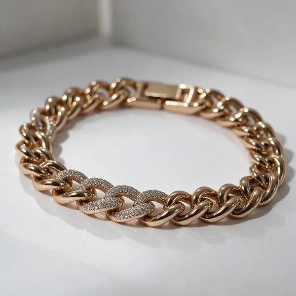 Gold_Metal_Alloy,_Stone_Metal_Chain_Bracelet_For_Women