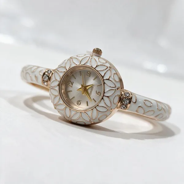 White_Metal_Alloy,_Stone_Analog_Bracelet_Watch_For_Women