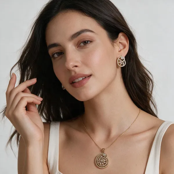 Gold_Metal_Alloy,_Stone_Crystal_Floral_Pendant_And_Earrings_Set_For_Women