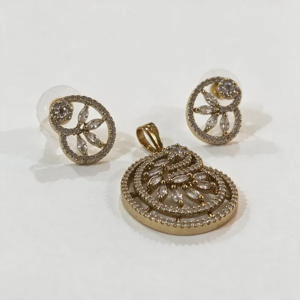 Gold_Metal_Alloy,_Stone_Crystal_Floral_Pendant_And_Earrings_Set_For_Women