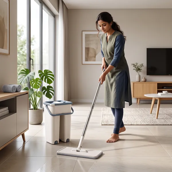HOMISC_Flat_Mop_with_Bucket,_Microfiber_Floor_Cleaning_Mop_Set_with_Wringer,_Stainless_Steel_Handle_&_Wheels
