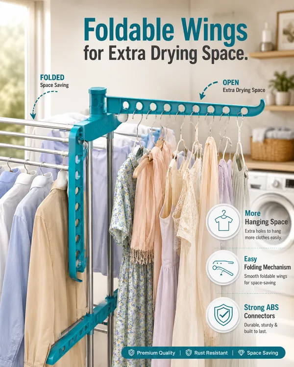 HOMSIC_3_Tier_Foldable_Clothes_Drying_Stand_with_Wheels_|_Stainless_Steel_Laundry_Drying_Rack_|_58_ft_Drying_Space_|_14_Hanger_Holes_|_Heavy_Duty_50_kg_Capacity_|_Indoor_&_Outdoor_Use_|_Blue