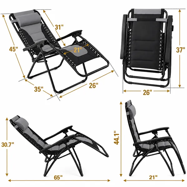 Homsic_Stainless_Steel_Zero_Gravity_Chair,_Lawn_Chair_Recliner_Lounge,_Portable_Camping_Folding_Beach_Chair_With_Removable_Pillow_(Grey_Star)