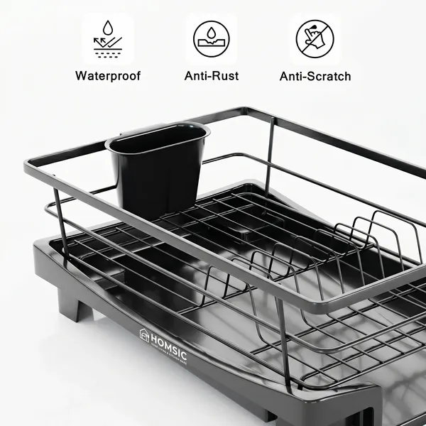 Black_Coated_Steel_Modern_Expandable_Dish_Rack_With_Drip_Tray