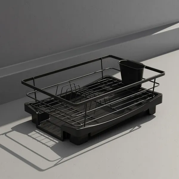 Black_Coated_Steel_Modern_Expandable_Dish_Rack_With_Drip_Tray