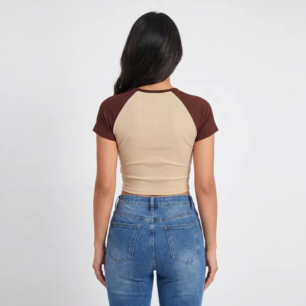 Brown_And_Off_White_Cotton_Blend_Dark_Paradise_Crop_Top_For_Women