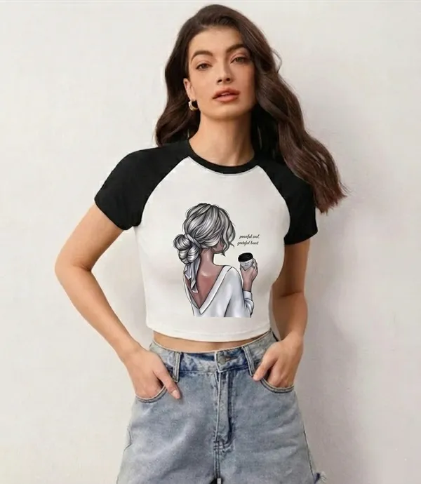 Black_And_White_Cotton_Blend_Graphic_Crop_Top_For_Women