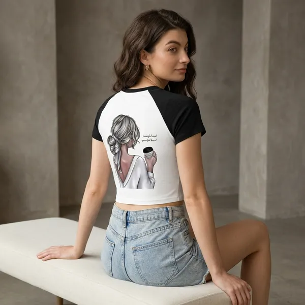 Black_And_White_Cotton_Blend_Graphic_Crop_Top_For_Women