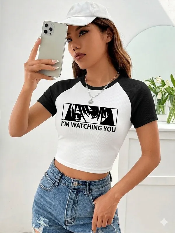 Black_And_White_Cotton_Blend_Graphic_Crop_Top_For_Women
