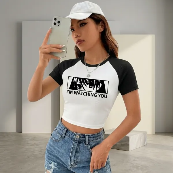 Black_And_White_Cotton_Blend_Graphic_Crop_Top_For_Women