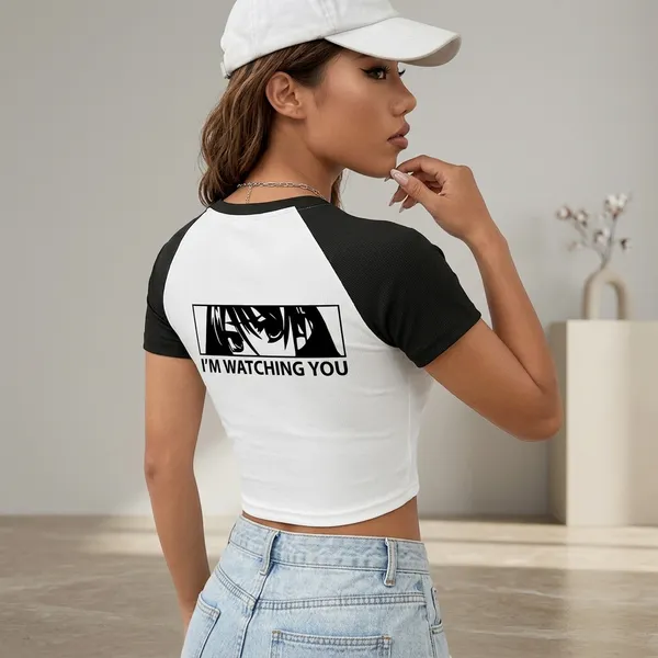 Black_And_White_Cotton_Blend_Graphic_Crop_Top_For_Women