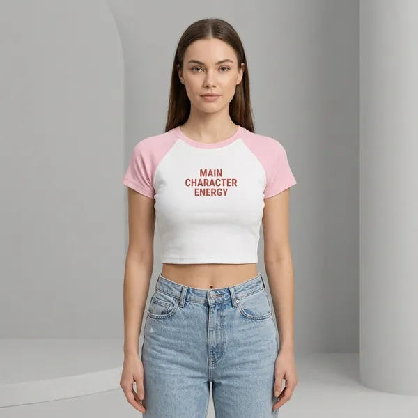White_And_Pink_Cotton_Blend_Graphic_Crop_Top_For_Women