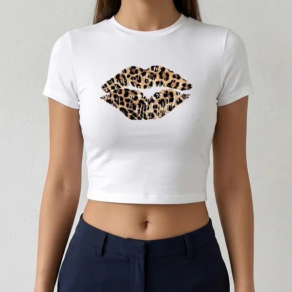 White_Cotton_Blend_Graphic_Crop_Top_For_Women