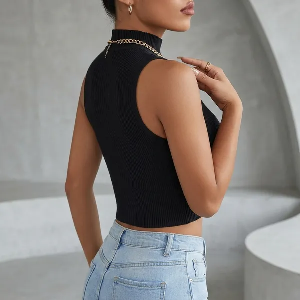 Black_Cotton_Blend_High_Neck_Tank_Crop_Top_For_Women
