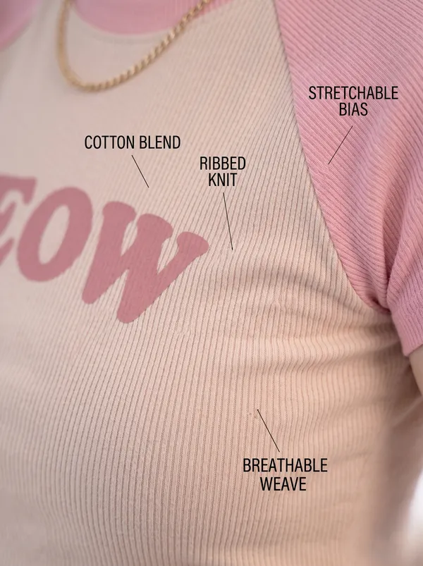 White_And_Pink_Cotton_Blend_Graphic_Crop_Top_For_Women